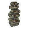 Outdoor Water Fountain Rock Waterfall Fountain &amp; Backyard Water Feature with LED