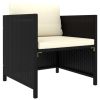 vidaXL 6 Piece Patio Lounge Set with Cushions Poly Rattan Black