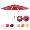 outdoor furniture 10Ft 3-Tiers 32LEDS Patio Umbrella Red