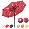 outdoor furniture 10Ft 3-Tiers 32LEDS Patio Umbrella Red