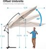 12 FT Outdoor Patio Umbrella Pool Beach Umbrella for Garden Backyard;  Champagne