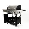 Propane Grill 4 Burner Barbecue Grill Stainless Steel Gas Grill with Side Burner and Thermometer for Outdoor BBQ; Camping