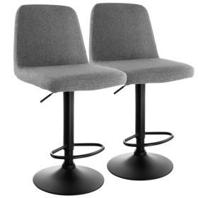 Elama 2 Piece Adjustable Fabric Barstool in Gray with Black Base