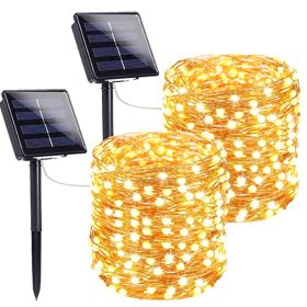 Outdoor Rain-proof Solar Copper Wire Lamp (Option: Yellow-12meters 100lamp)