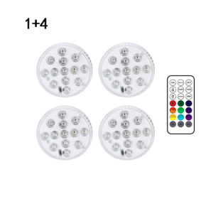 13 Led Submersible Light for Swimming Pool Garden Fountain Bathroom IP68 Waterproof Underwater Lamp with Suction Cup RF Remote (Option: 4PCS-A)