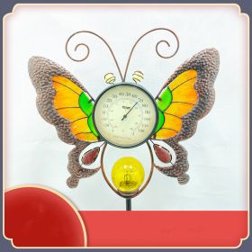 Solar Thermometer Garden Lawn Patio Temperature Gauge Glow In Dark Garden Stake Decor (Option: Butterfly)