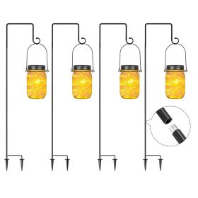 4 Pieces 32 Inch To 62 Inch Adjustable Outdoor Garden Hooks And 4 Pieces Outdoor Hanging Jar Light With 20 LEDs, Not Include Battery (Option: Outdoor Hanging Jar Light)