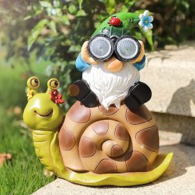 Resin Garden Gnome Snail Statue Decor With Solar Lights (Option: Pygmy Snail)