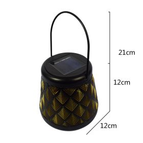 Wrought Iron Hollow Solar Lantern (Color: Black)