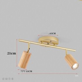 Ceiling Lamp Household Surface Mounted Downlight (Option: Doubleheaded wood color-White light)