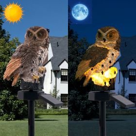 Solar Resin Eagle Lawn Lamp Outdoor Garden Villa Decoration Landscape Lamp (Option: Solar Resin Light Brown Owl)