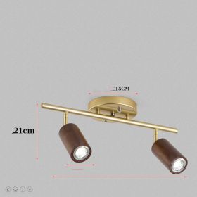 Ceiling Lamp Household Surface Mounted Downlight (Option: Doubleheaded walnut-White light)