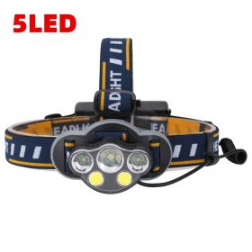 High-power ultra-bright USB charging long-range head-mounted headlights (Option: 5LED-Battery)