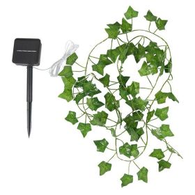 10M Solar LED Ivy Leaf Garland Fairy String Lights Hanging Light Garden Wedding (Color: Green)