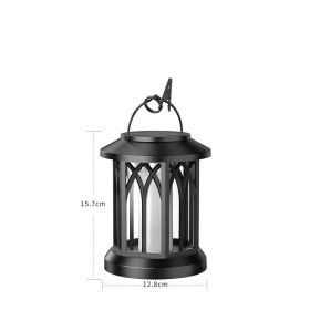 New Solar Garden Outdoor Garden Led Landscape Simulation Flame Lamp (Color: Black)