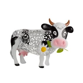 Daisy Cow Solar Light Resin Decoration Garden Decoration (Color: White)