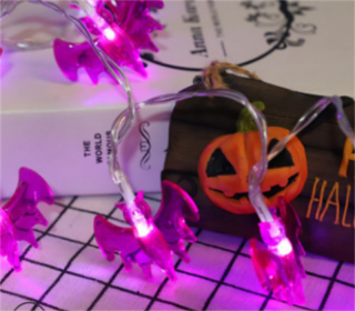 Halloween Battery Remote Control USB LED String Lights (Option: Purple bat-2meters 10lights warm white)