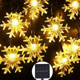 LED Solar Snowflake Light String Garden Christmas Tree Decoration (Option: Warm snowflakes-6.5meters 30lights with two)