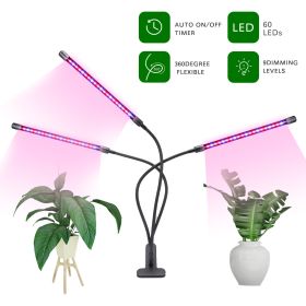 Top LED Grow Light,6000K Full Spectrum Clip Plant Growing Lamp with White Red LEDs for Indoor Plants,5-Level Dimmable,Auto On Off Timing 4 8 12Hrs (type: 3 head)