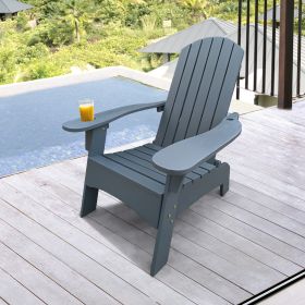 Outdoor or indoor Wood Adirondack chair with an hole to hold umbrella on the arm (Color: Gray)