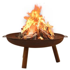 Fire Pit 35.8"x32.1"x15.7" Steel (Color: Brown)