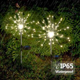 2Pack 150LED Garden Firework Lights 50 Copper Wires String Landscape Lamp (Color: Warm White, type: 150LED)