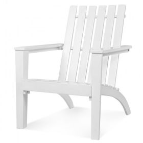 Outdoor Durable Patio Acacia Wood Adirondack Lounge Armchair (Color: White)