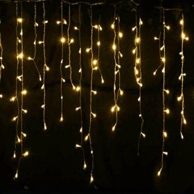 13FT 96LED Icicle String Light w/19 Drops Indoor/Outdoor Xmas Light Party Decor (Color: Warm White)